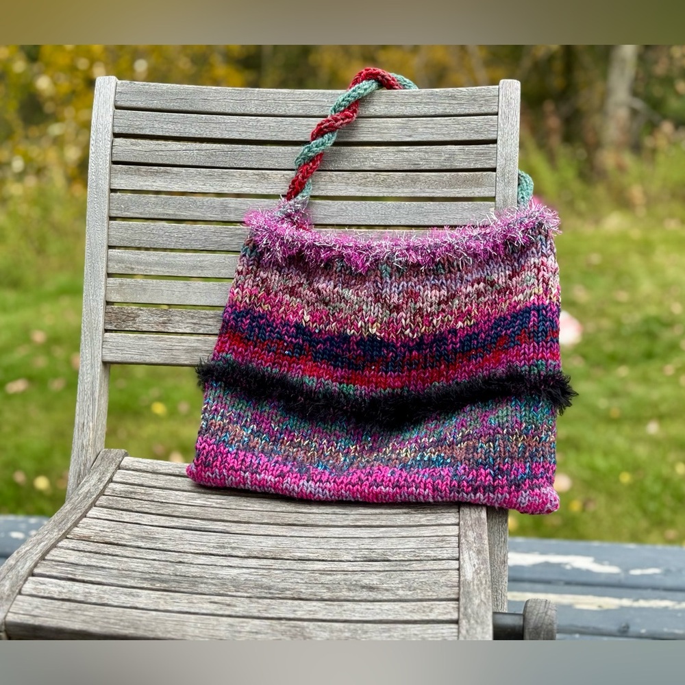 Hand Crafted Multicolor Knit Shoulder Bag